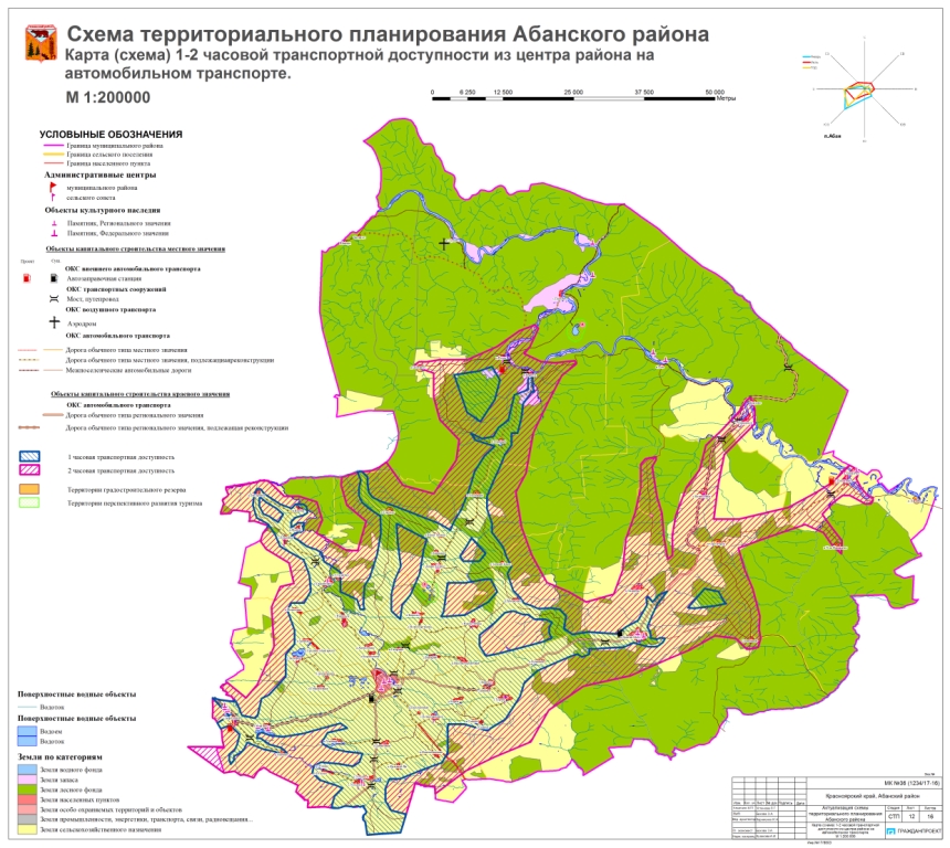 Лист 12 схема транспортной доступности 1-2 часа.